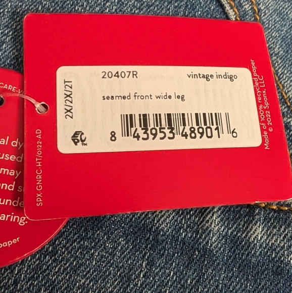 New Spanx Seamed-Front High Rise Wide Leg Jeans Vintage Indigo ..Size 2X - Picture 11 of 12